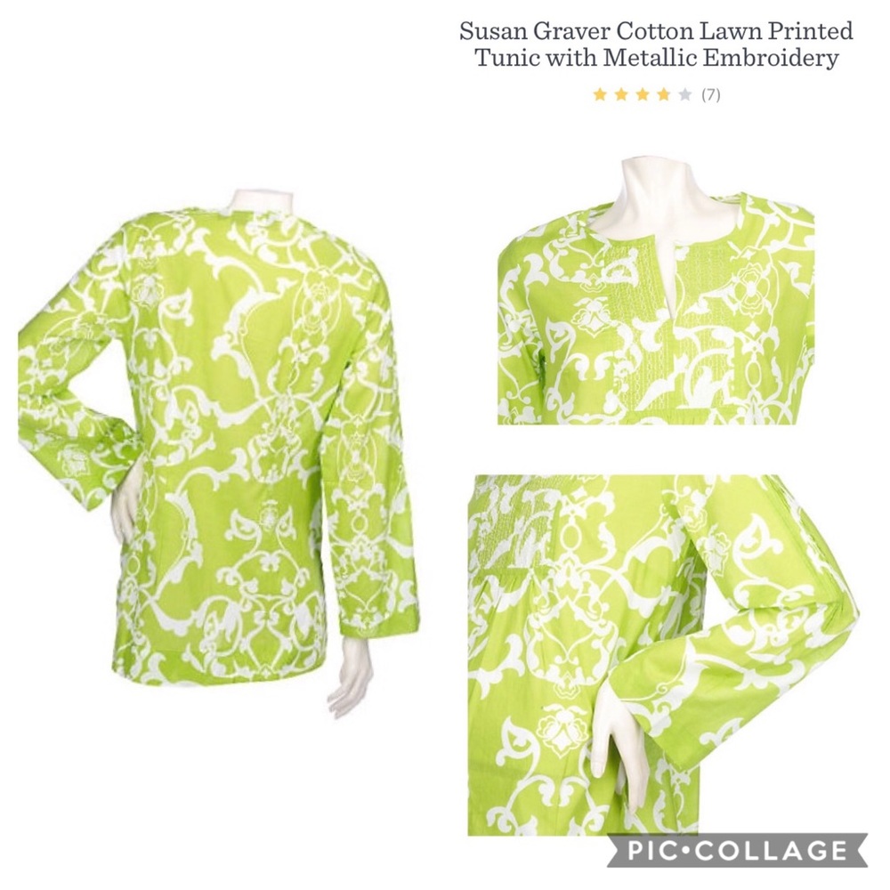 🛍Susan Graver Cotton Lawn Printed Tunic, XS
